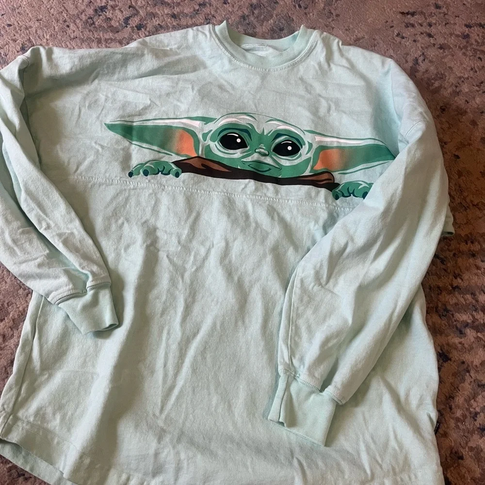 Disney Parks Star Wars The Mandalorian Baby Yoda Spirit Jersey Pullover Shirt XS - Picture 3 of 5